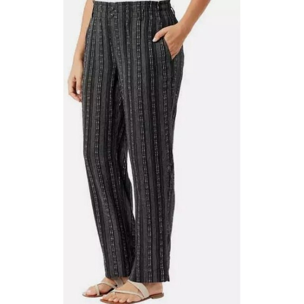 Briggs black white striped textured pants elastic waist